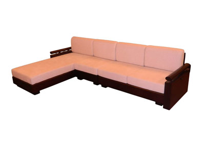 L-Shaped Zen Style Solid Wood Sofa