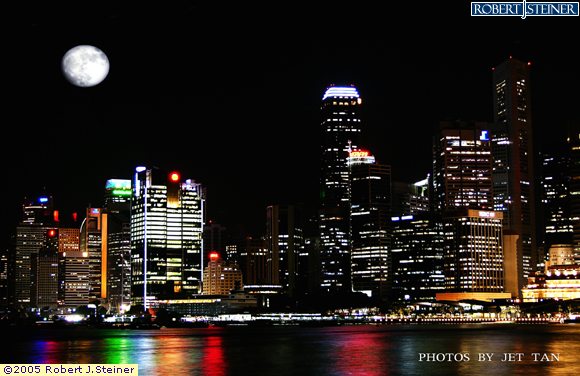 Singapore Skyline - Scenic Moon Night View from Marina Promenade